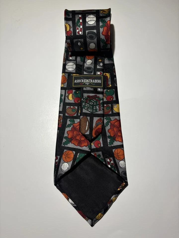 Corbata de Navidad deportiva multicolor de golf Ash Creek Trading para hombre 100 % seda Foto 3 de 4