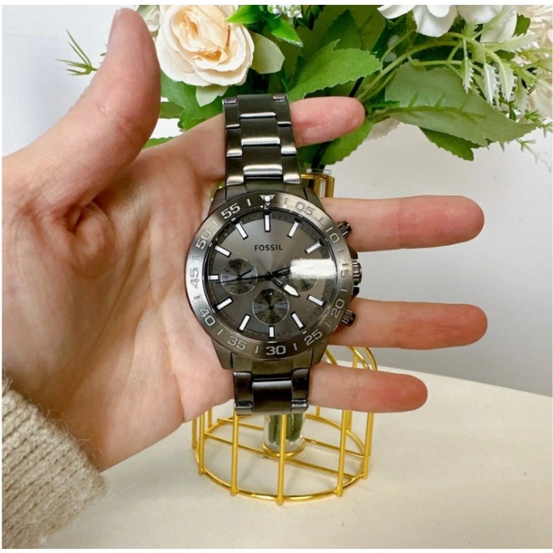 NWT Fossil BQ2491 Bannon Multifunction Smoke Stainless Steel Watch