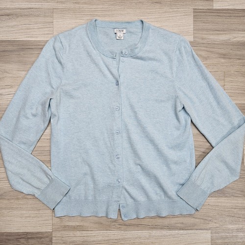 J. Crew Womens Light Blue Cardigan Sweater Size Medium Longsleeve Button Down