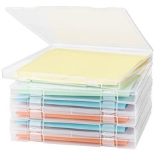 12x12 Paper Storage, 6 Pcs Stackable Plastic File Storage Box Set for Scrapbo...
