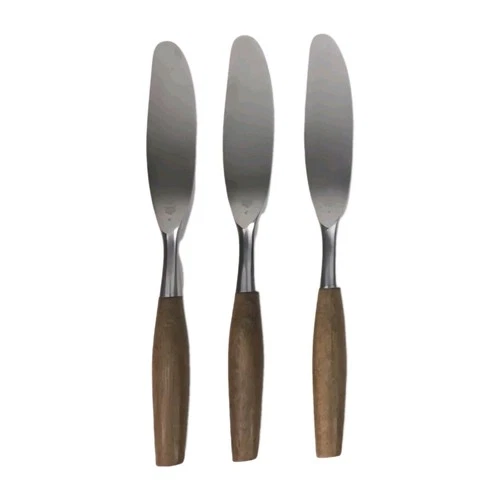 Dansk Designs Germany iHQ Stainless Steel Teak Handle Butter Spreaders, Lot Of 3