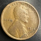1914-P Lincoln Wheat Penny lamination Obv Error Coin B-107