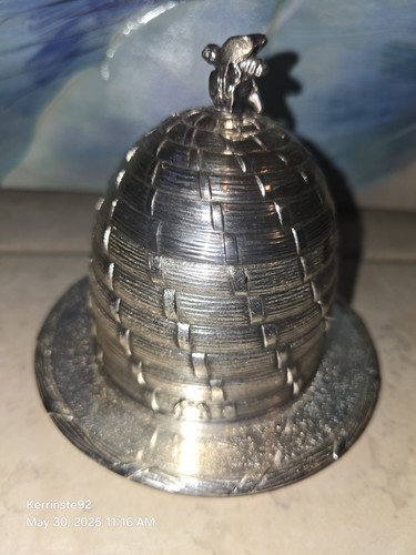 VTG C & Co Silver Plated Beehive Bee Honey Jam Jar w Lid Glass Liner MI Japan - Picture 11 of 12