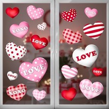 Valentines Day Decorations Window Clings: 8 Sheets Large 3D Red Pink White