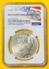 1923 U.S. PEACE SILVER DOLLAR $1 COIN (NGC-Brilliant Uncirculated) Mint State