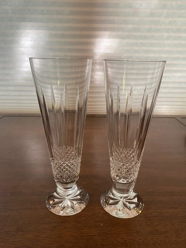BEAUTIFUL VTG WATERFORD Crystal GLENMEDE Pilsner Glasses SIGNED 9"H PAIR