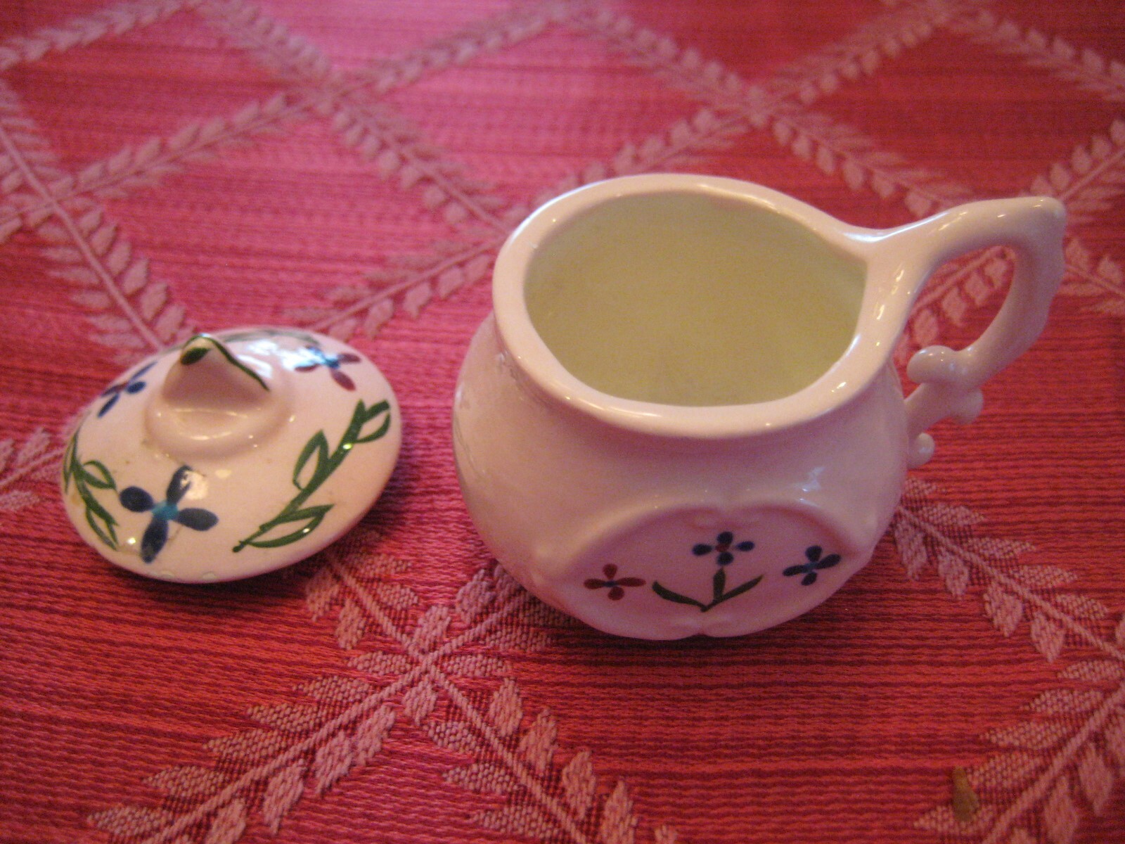 Vtg '74 Hand Painted Child Tea Set 10 PC Floral Pot Cups Creamer Sugar