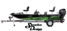 Green Grey Tech Style Angled Design Wrap Fishing Bass Boat Vinyl Decal USA