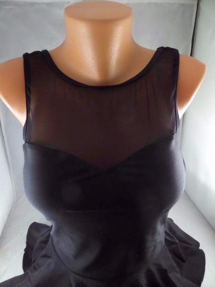 Nuevo con etiquetas Traje de baño Esther Williams Set up on the Sand negro 1 pieza talla 10 falda malla SEXY Foto 2 de 4