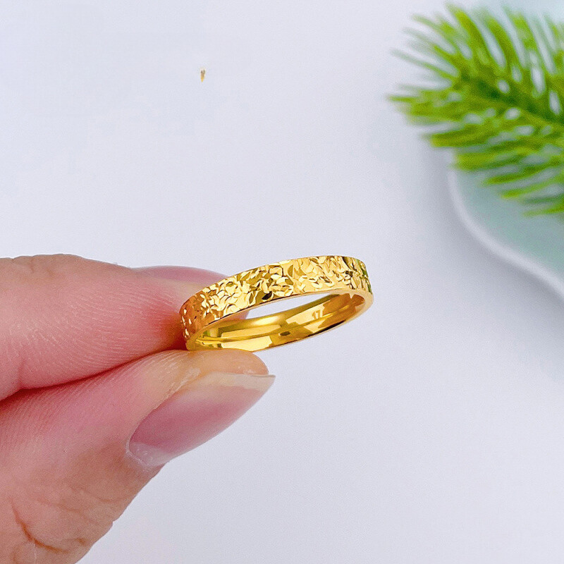 1pcs Pure 24K Yellow Gold 999 Shiny Rings Men Women Charm