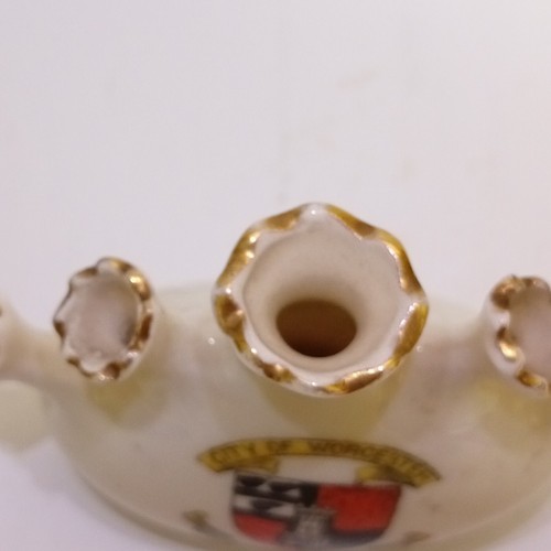 Antike Vase Florentiner China Stadt Worcester Souvenir Miniatur Krone England - Bild 6 von 10