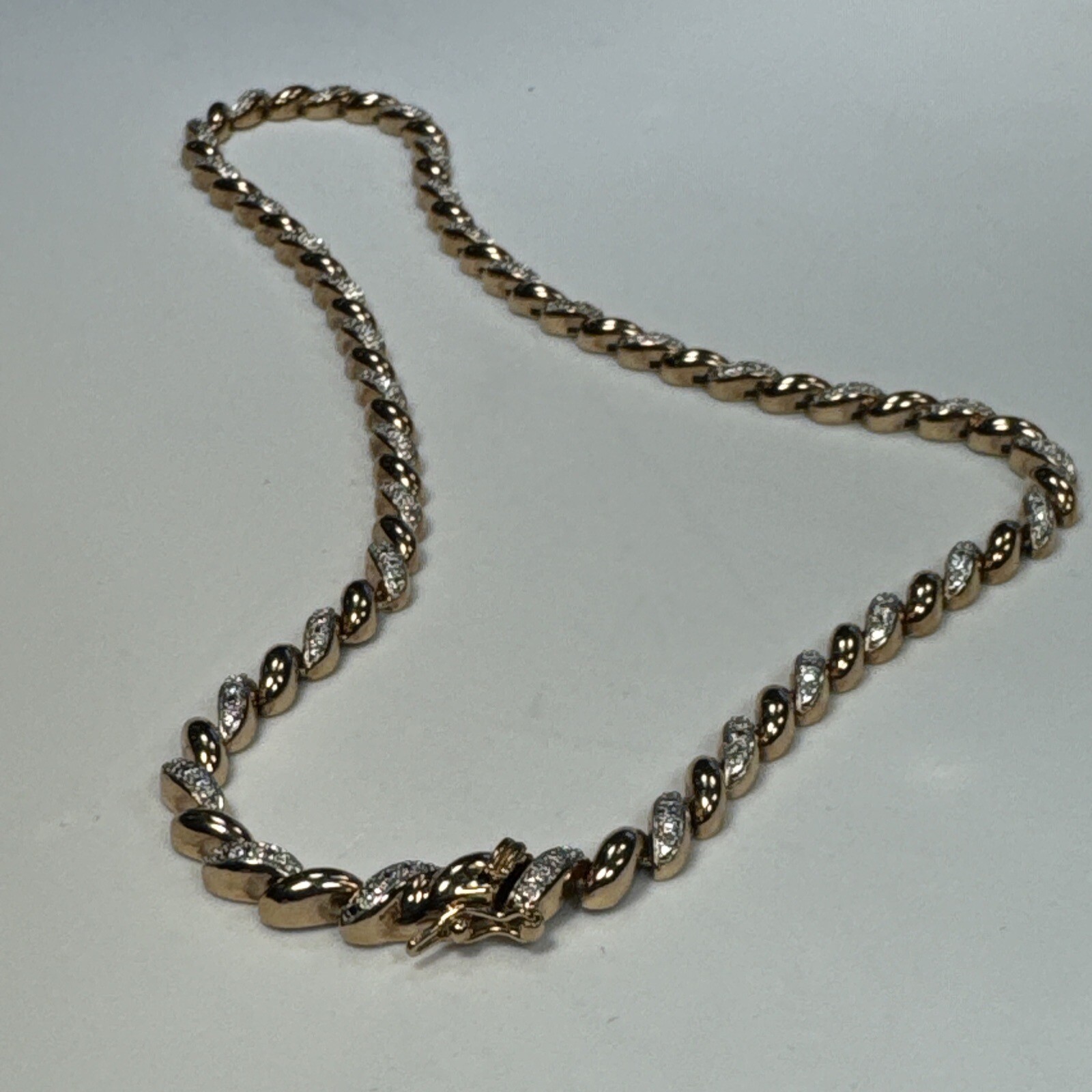 17” vtg gold over sterling silver necklace 925 San Marco link chain ...