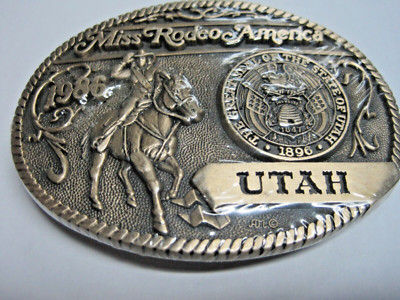 Miss Rodeo America 1986 Utah Cowgirl Solid Brass Adult Buckle New in Wrap