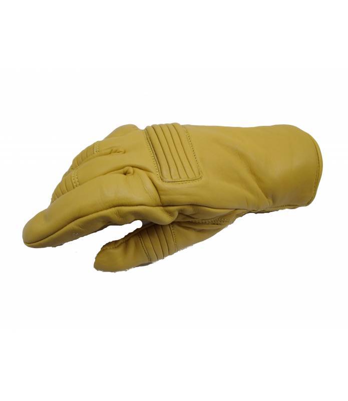 Guante piel moto Clásico vintage cuero yellow leather biker glove 914 OSX