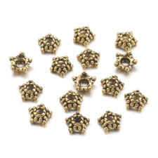 20 Flower Bead Caps Antiqued Gold Spacers Findings Floral Star Jewelry Making