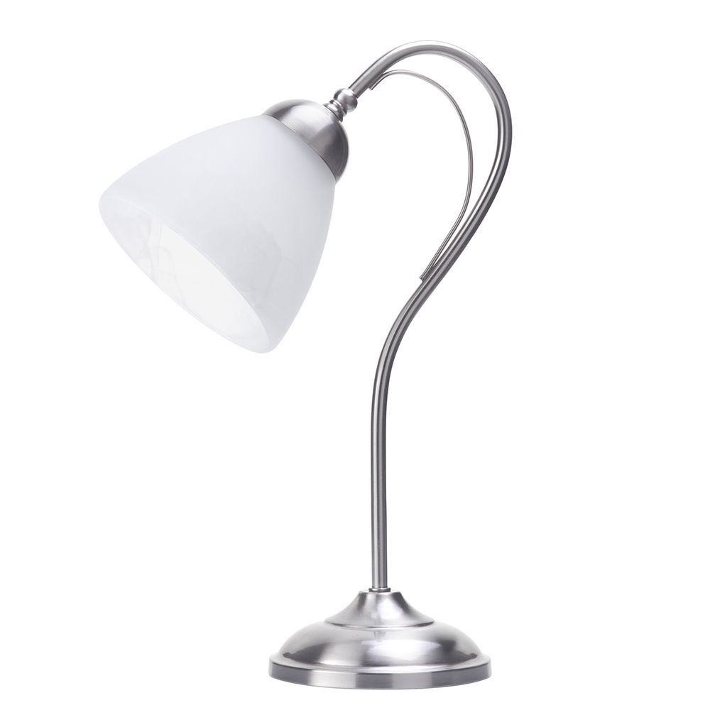 Litecraft Barcelona Table Lamp With Alabaster Glass Shade - Satin Nickel