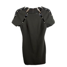 Small Storia New Little Black Dress Cut Outs Faux Pearl Detail Sheath Short Slee