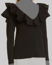179 Veronica Beard Jeans Women's Black V-Neck Long Sleeve Blouse Top Size XS