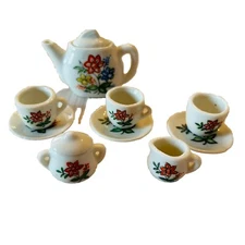 Vintage Miniature Porcelain Tea Set Child's Doll House Made in Japan - 11 Pieces