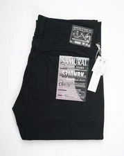 Samurai $355 Double Black 17oz Selvedge Denim Slim Straight Jeans S710NBKII 32