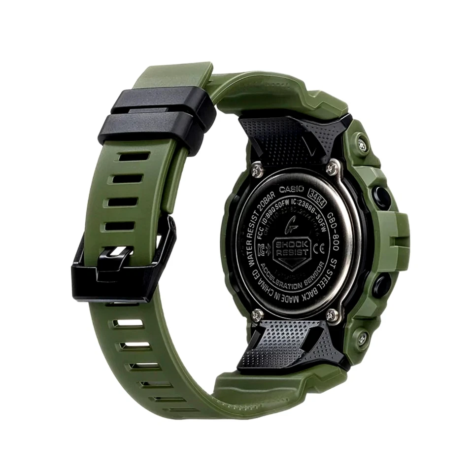 CASIO G-SHOCK BLUETOOTH GBD-800UC-3ER OROLOGIO VERDE DIGITALE 48mm SOTTOCOSTO - Immagine 3 di 4