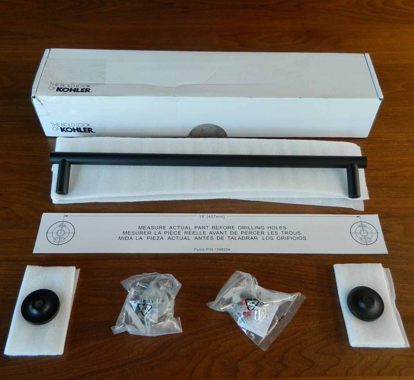 Kohler Purist™ 18" Bathroom Lavatory Towel Bar K14435BL Matte Black