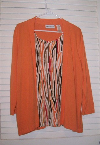 ALFRED DUNNER ORANGE SWEATER W/ MULICOLOR TANK 2 IN 1 PC XL NWOT