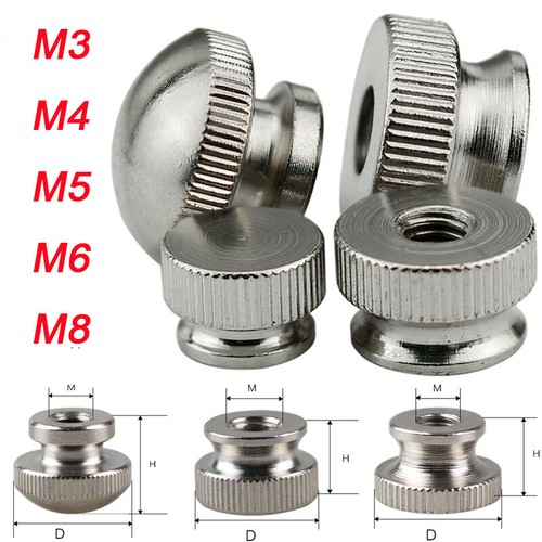 M3/M4/M5/M6/M8 Thread Nickel Plated Carbon Steel Knurled Thumb Nuts