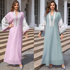 Embroidery Abaya Maxi Dress Women Muslim Long Robes Dubai Evening Kaftan Gown