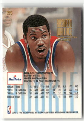 1995-96 Ultra #295 Rasheed Wallace 426 | eBay