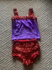 Girls size 14 Vintage Dance outfit 2 piece Sequin Costume