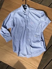 POLO RALPH LAUREN YARMOUTH BLUE WHITE BUTTON DOWN SHIRT MENS SZ 16 32/33