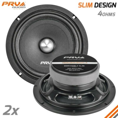 2x PRV Audio 8'' Shallow Midrange Bullet Speakers 8MR400B-4 SLIM 4 Ohms 800W 