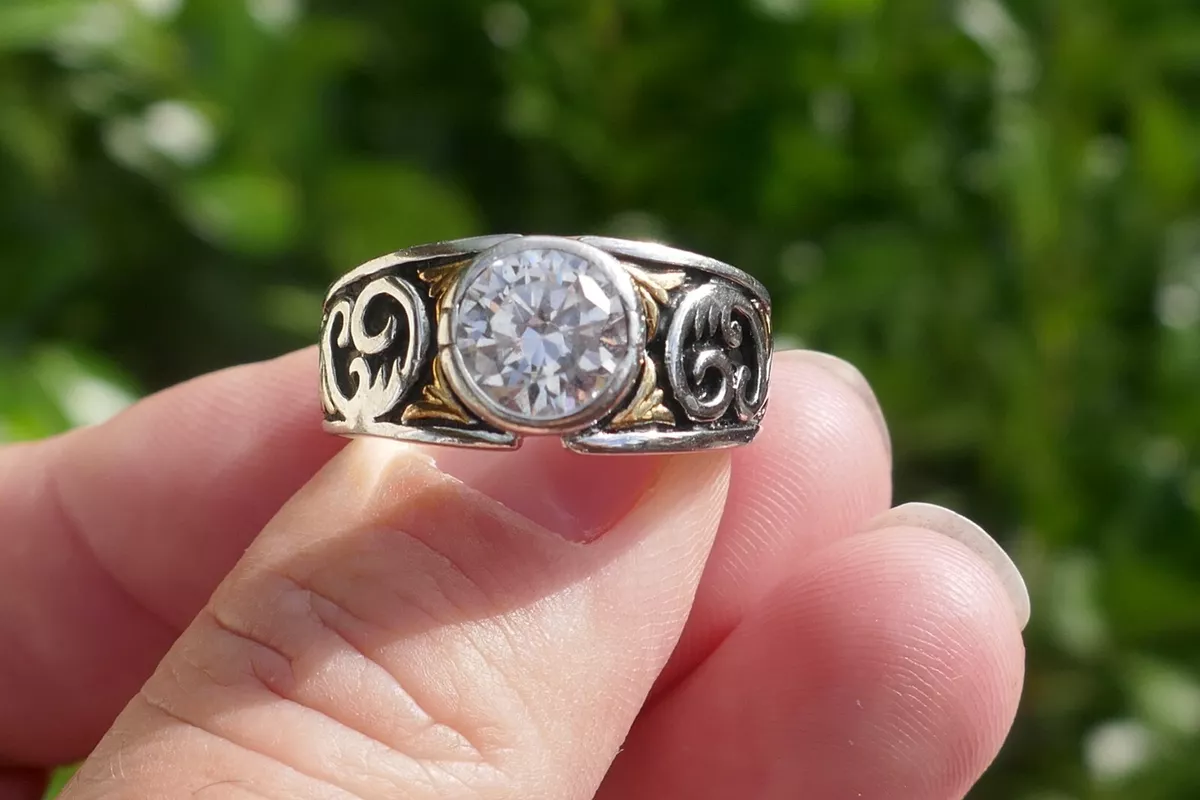 Vintage Sterling Silver Clear Stone Ring Size 8 eBay