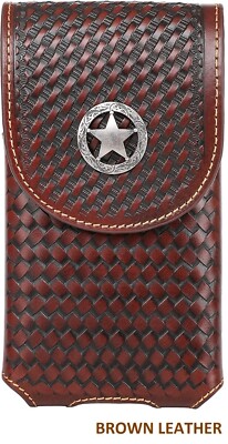 7'' LONESTAR WESTERN LEATHER POUCH BELT LOOP CELL PHONE HOLSTER CASE UNIVERSAL