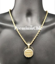 ICED Last Supper Pendant and Rope Chain Necklace Hip Hop Gold Plated CZ Jewelry