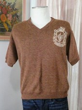 Vintage 60s Short Sleeve Flock Print Sweatshirt Laingsburg HS Wolf Crest Sz L