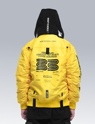 Men's Yellow Jacket Hoodie Bomber School Full Zip Machine56 B/TYPE