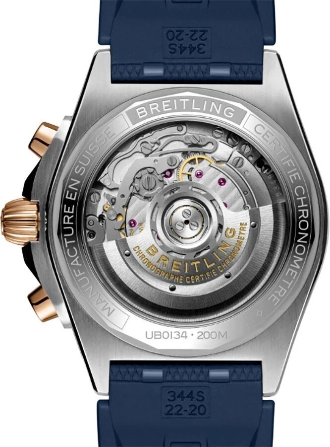 Breitling Chronomat Blue Dial Strap Rose Gold & Steel 42mm Men's Watch UB0134 - Image 3 of 4
