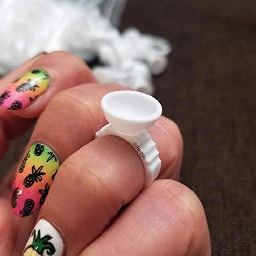300PCS Tattoo Rings Cups Disposable Glue Holder Plastic Tattoo Ink Pigment Ring - Picture 4 of 6