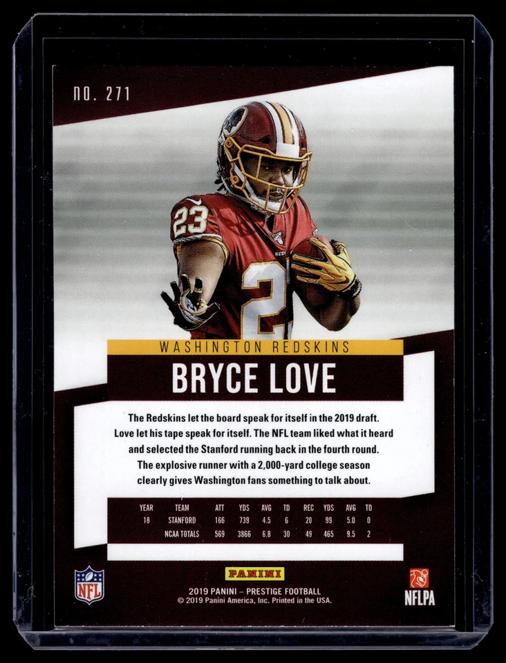 Bryce Love 2019 Panini Prestige Rookie Short Print SP Card  #271 - Image 2 of 2