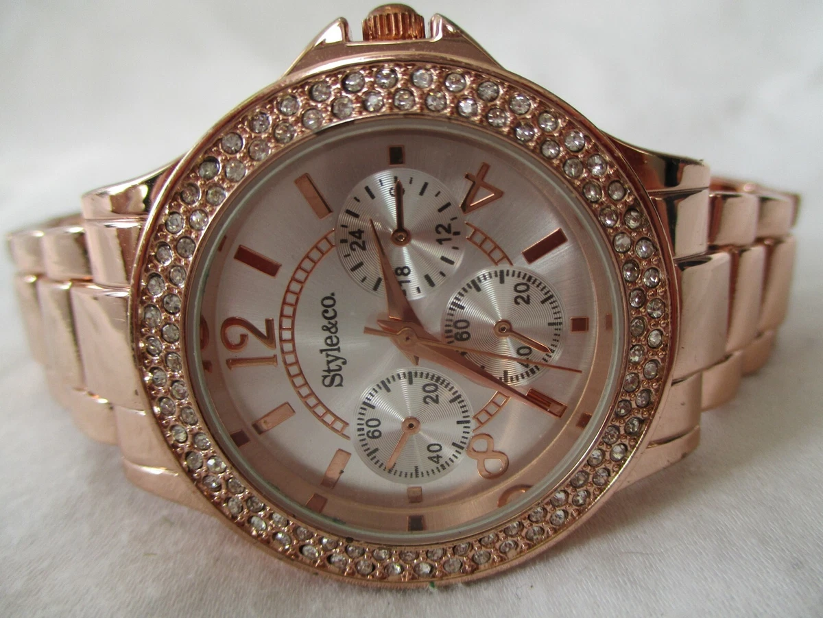 Style co. Rose Gold Toned Link Band Wristwatch eBay