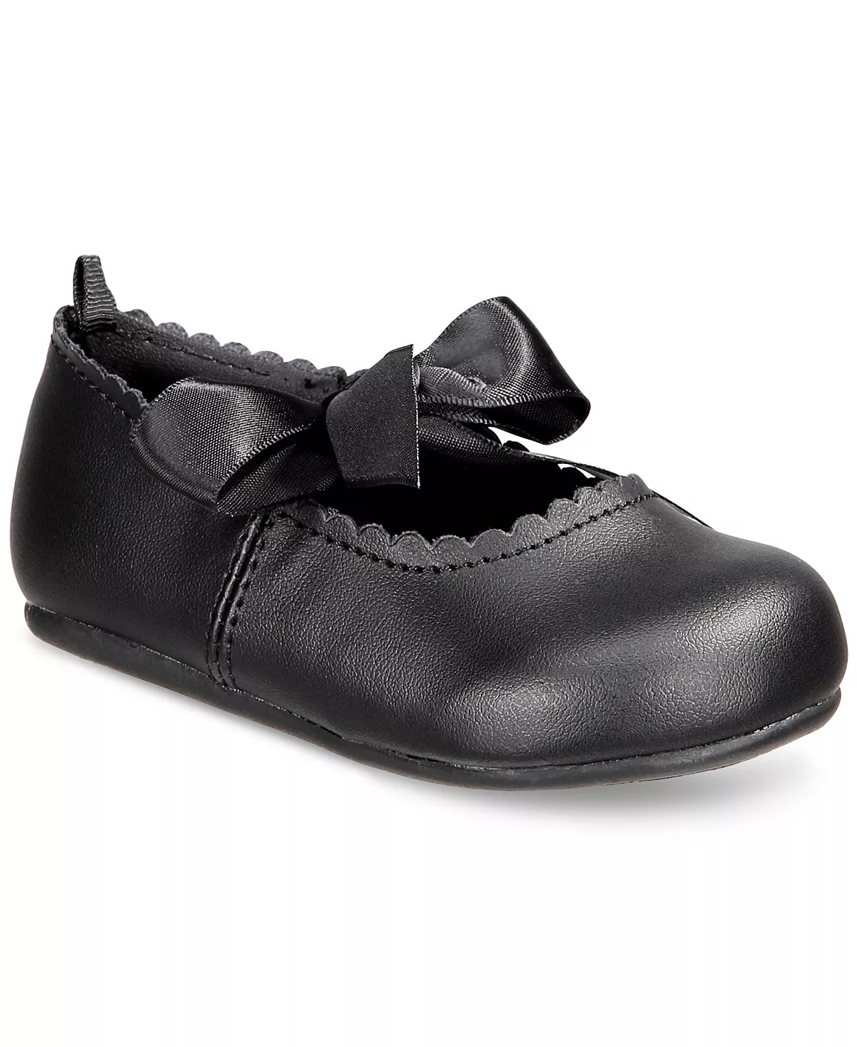 First Impressions Baby Girls 2C Faux Leather Hard Sole Ballet Flats with Ribbon