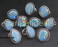 BULK!! Rainbow Calsilica Gemstone Ring Wholesale Lot 925 Silver Plated Rings Lot