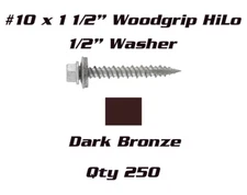 (250) #10 x 1 1/2" Metal to Wood Screws Rubber Washer Roofing Siding Pole Barn