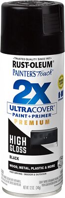 Rust-Oleum 331172 Painter's Touch 2X Ultra Cover Spray Paint, 12 oz - Black