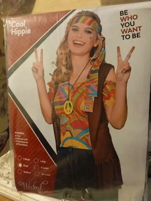 Déguisement fantaisie hippie flower power Woodstock Abba rock poussin disco pop petit - Photo 1/4