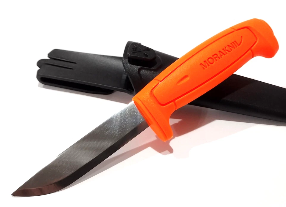 CUCHILLO DE SUPERVIVENCIA SUECIA MORA MORAKNIV NARANJA BRILLANTE BÁSICO 511 ACERO AL CARBONO 8,25" Foto 2 de 4