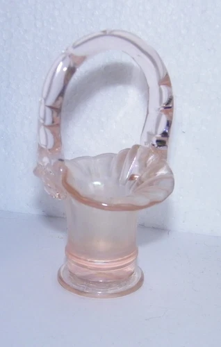 Fenton #37 Mini Miniature for Levay Oval Basket Vase Pink Velva Rose Stretch
