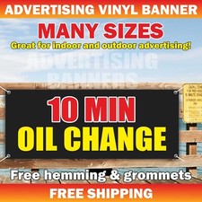 10 MIN OIL CHANGE Advertising Banner Vinyl Mesh Sign Auto Repair Shop Service